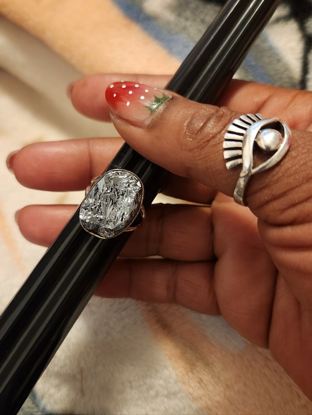 Sterling Silver HEMATITE  Statement Ring - Silver